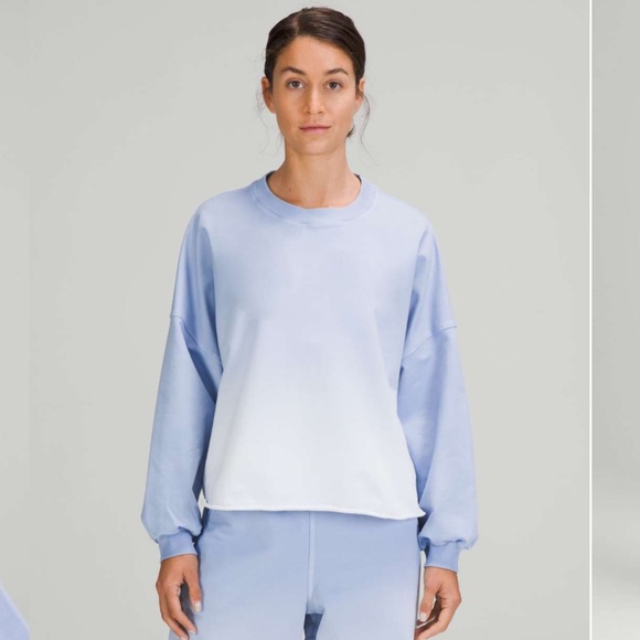 Lululemon LA Oversized Boxy Crew Blue Linen Ombre Wash - Picture 1 of 11